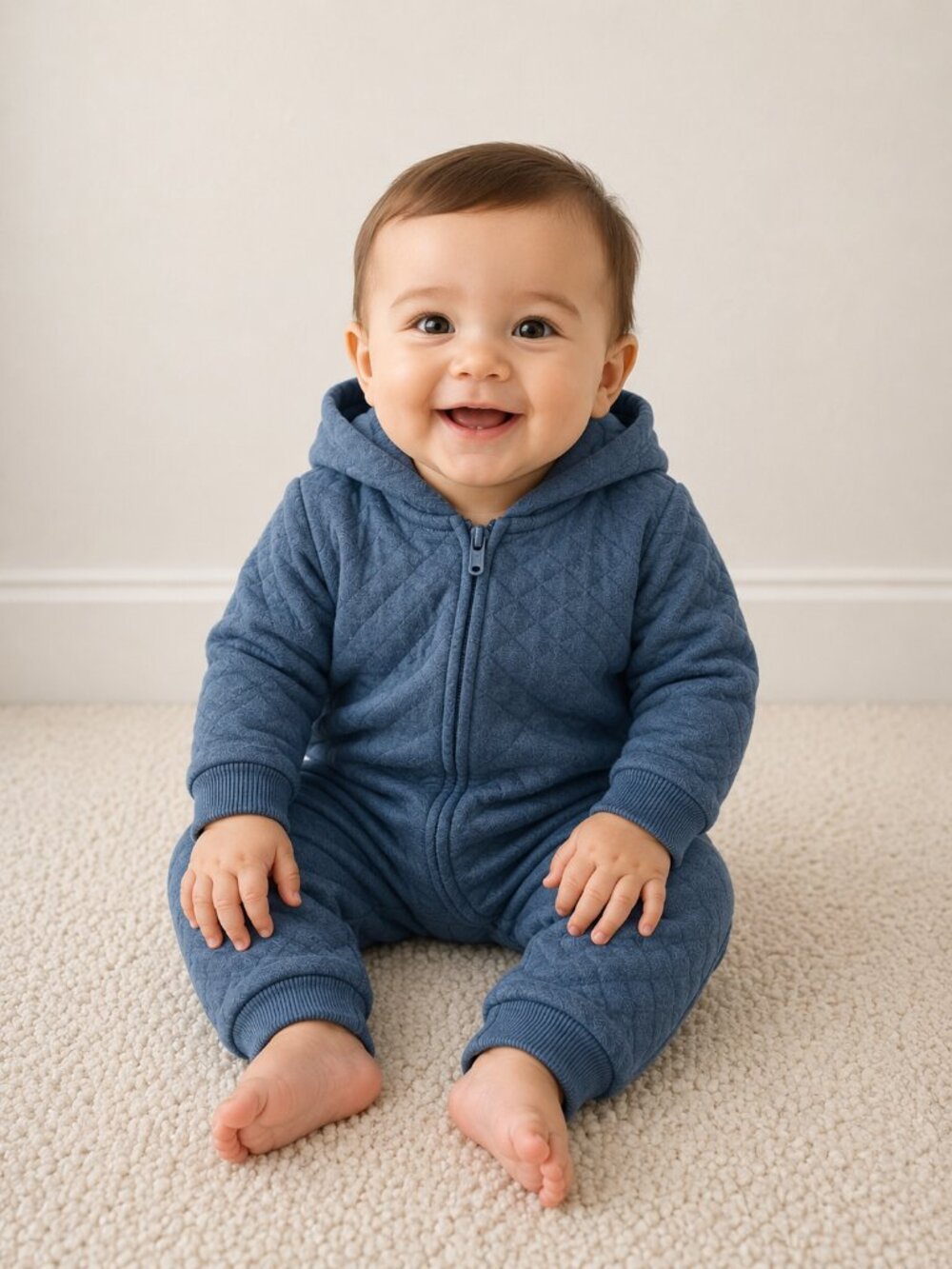 NWT Carter's Little Planet Quilted Hooded One-Piece Outfit Romper Blue